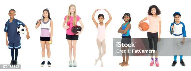 Diverse Elementary Kids Stock Photo - Download Image Now - Child, Cut Out, Sport