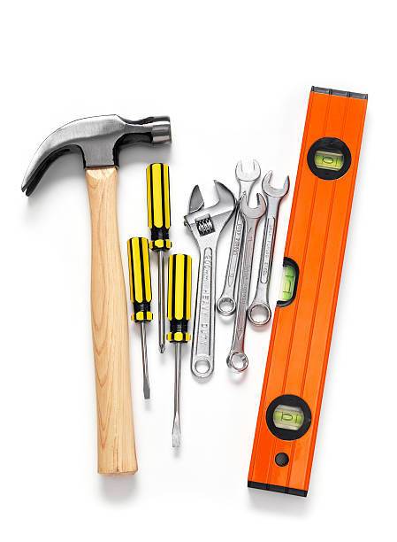 istock Hammer with screwdrivers, wrench and level 172458886