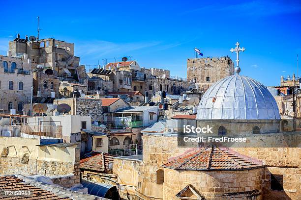 Christian Trimestre Cidade Velha Jerusalém - Fotografias de stock e mais imagens de Jerusalém - Jerusalém, Antigo, Igreja