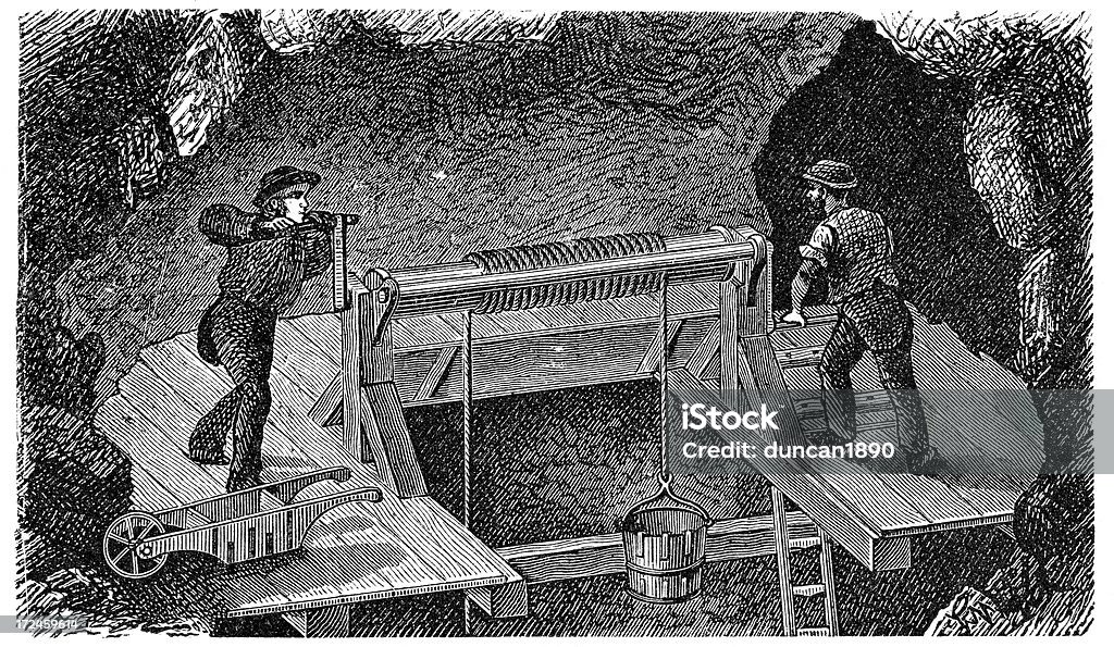 Шахтеров 19 века - Стоковые иллюстрации Industrial Revolution роялти-фри