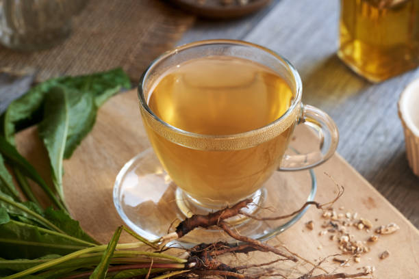 istock Dandelion root tea in a glass cup 1724596852