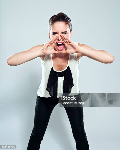 Shout Stock Photo - Download Image Now - Hands Cupped, One Woman Only, Screaming