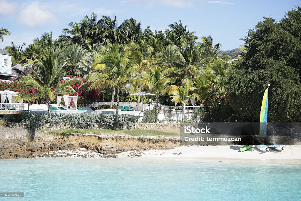 ancient Villa with Caribbean sea view in Antigua Barbuda. Antigua & Barbuda Stock Photo