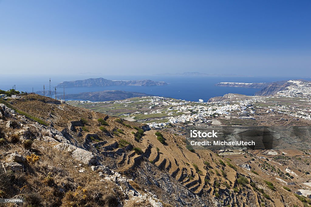 Caldera-Santorini - Lizenzfrei Ansicht aus erhöhter Perspektive Stock-Foto