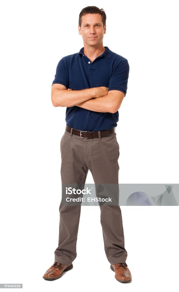 Casual Businessman with Arms Crossed Isolated on White Background Adult Stock Photo