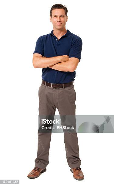 Casual Businessman With Arms Crossed Isolated On White Background Stock Photo - Download Image Now