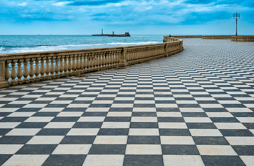 Checkered sea promenade