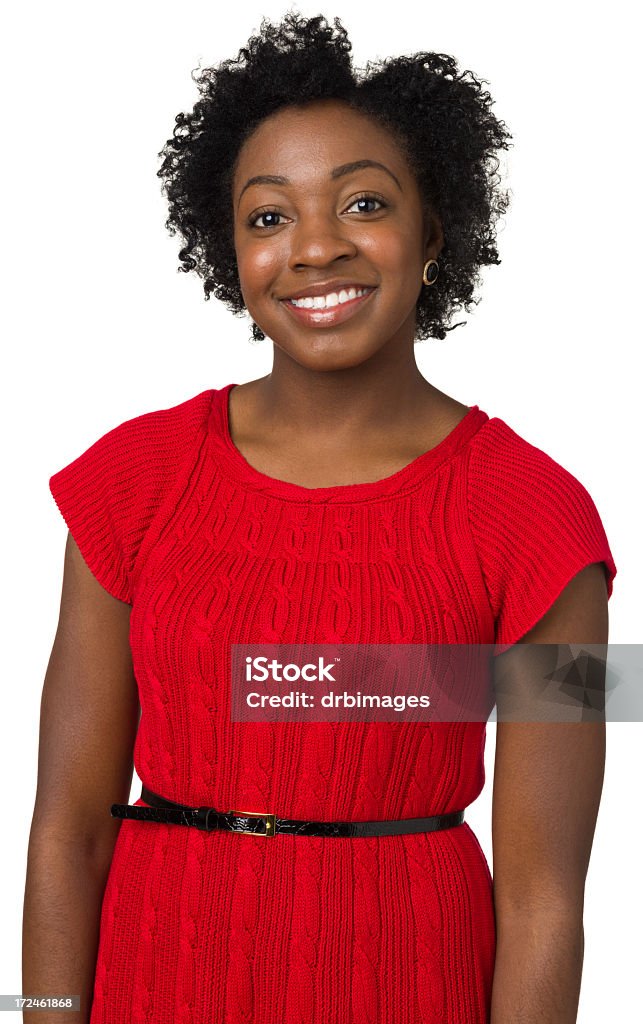 Smiling Young Woman Portrait Portrait of a young African-American woman on a white background. 20-24 Years Stock Photo