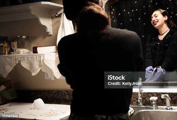 Happy Woman Washing Dishes Stock Photo - Download Image Now - Adult, Adults Only, Cheerful