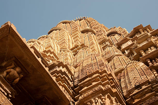 Artistic, stone pillar carving at Jain Temples in Jaisalmer Fort, Jaisalmer, Rajasthan, India, Asia