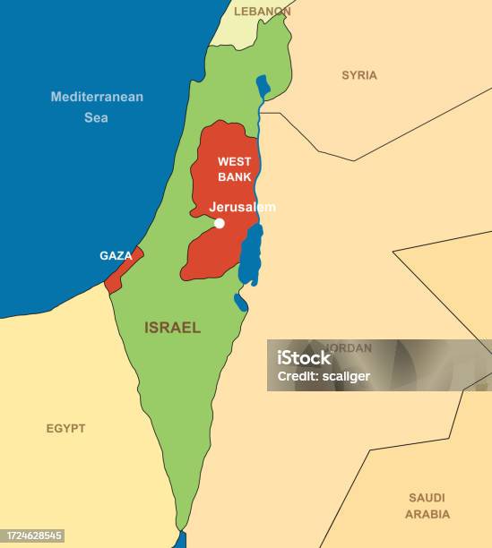 Israel Pada Peta Garis Besar Timur Tengah Dengan Mesir Suriah Lebanon