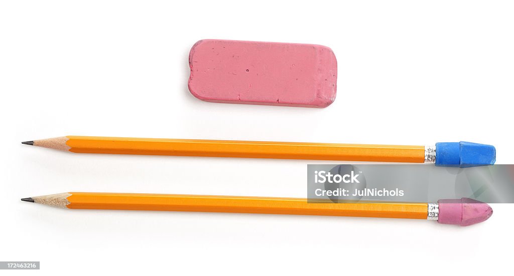 Bleistifte mit Radiergummi Isoliert - Lizenzfrei Ausrüstung und Geräte Stock-Foto