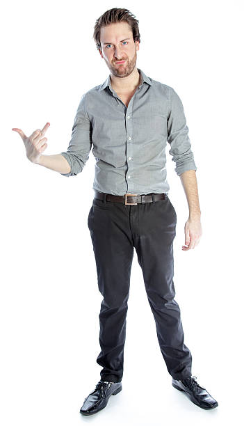 istock Attractive man wearing a grey shirt isolated on white background 172463266