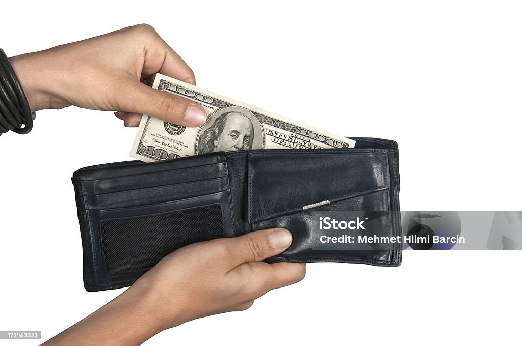 Доллар в кошелек - Стоковые фото Бумажник роялти-фри