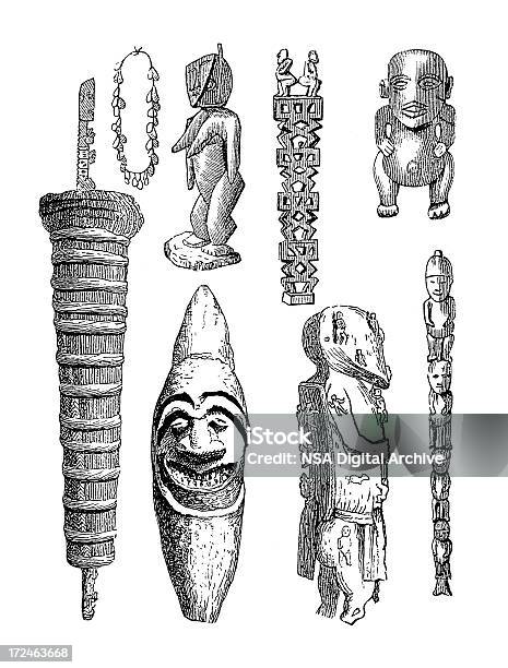 Polinésiasky Culture Artefactos - Arte vetorial de stock e mais imagens de Deus