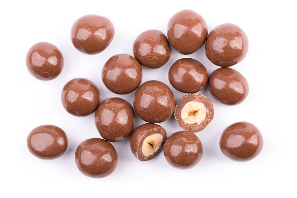 チョコレート hazelnuts - chocolate chocolate candy dark chocolate directly above ストックフォトと画像