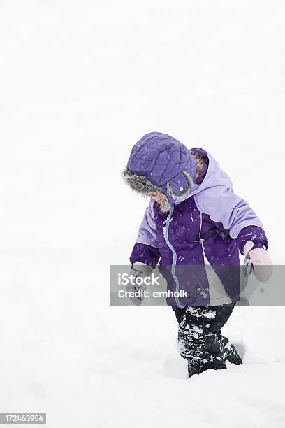 Girl Walking In Snow Stock Photo - Download Image Now - 2-3 Years, Blizzard, Child