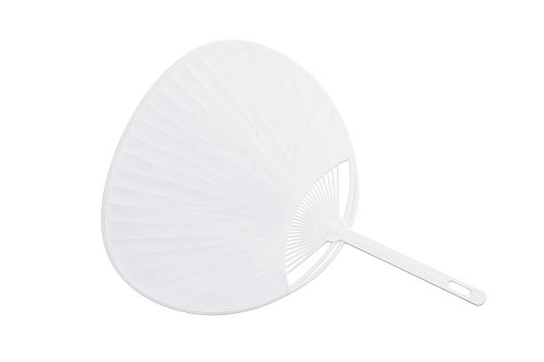 izolovaný snímek prázdného bílého japonského ventilátoru na bílém pozadí - vějíř - stock snímky, obrázky a fotky