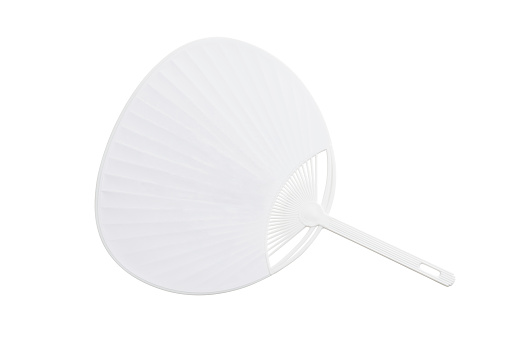 Blank white Japanese fan isolated on white background with clipping path.