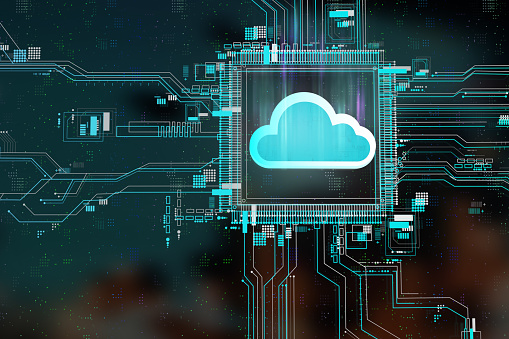 Cloud computing storage technology background, digital data services innovation concept