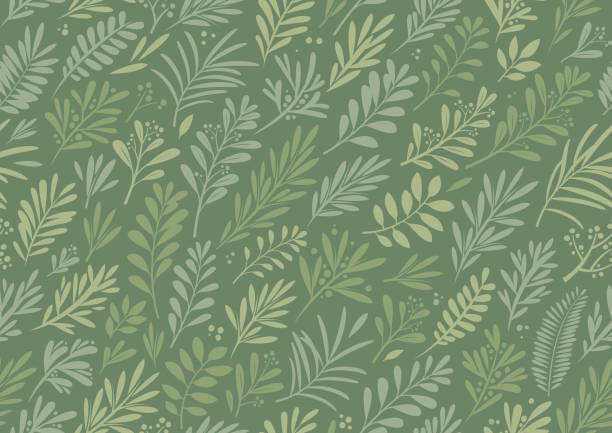 bezszwowa zielona tapeta tła roślin świątecznych - leaf green backgrounds flower stock illustrations