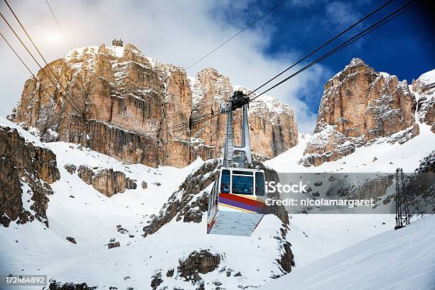 Cable Car In The Dolomite Mountains Stock Photo - Download Image Now - Dolomites, Activity, Adventure