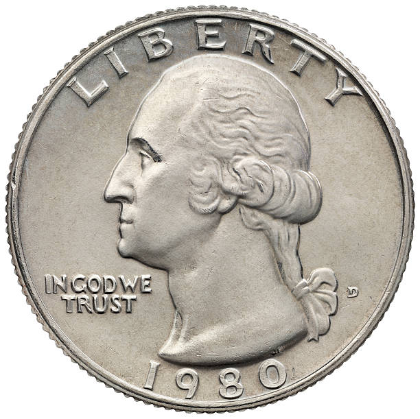 obverse di george washington 1980 trimestre dollari - moneta da venticinque cent foto e immagini stock