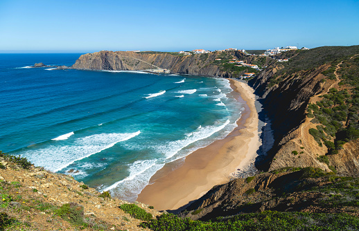 Arrifana beach in South-West Alentejo and Costa Vicentina Natural Park, Portugal