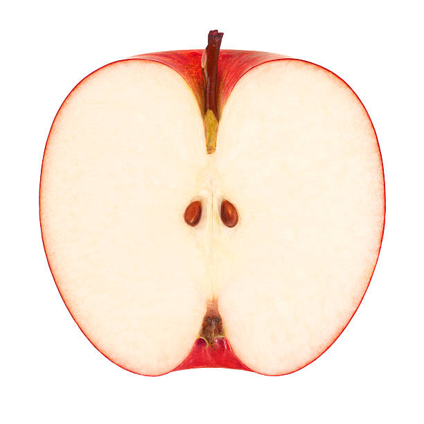 maçã vermelha parte com traçado de recorte - apple red portion fruit imagens e fotografias de stock