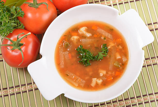 istock Bowl of chunky home made tomato vegetable soup 172465642