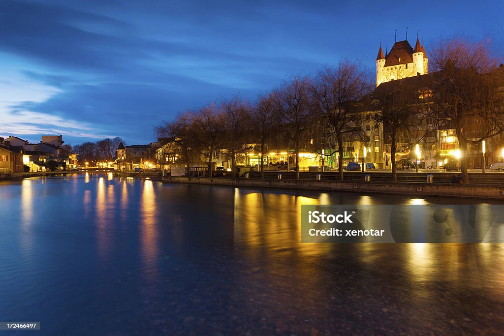 Tranquila noche en Suiza - Foto de stock de Molino de agua libre de derechos