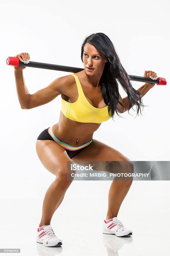 Squat bilanciere - Foto stock royalty-free di Accovacciarsi