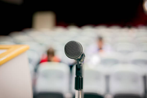 istock Close Up of Microphone in Conference Hall 172466969