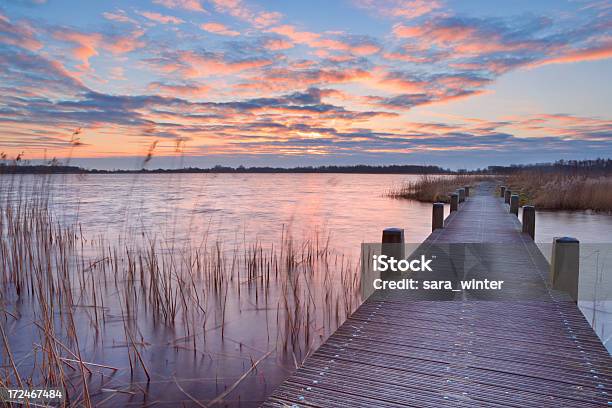 Boardwalk Over Water At Sunrise Near Amsterdam The Netherlands Stock Photo - Download Image Now