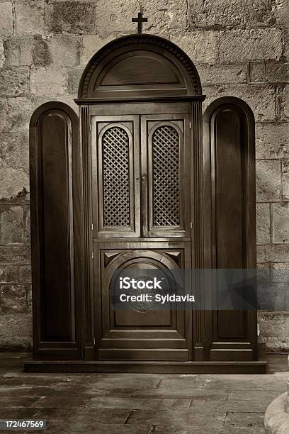 Confessional Box Stock Photo - Download Image Now - Confession Booth, Grid Pattern, Antique