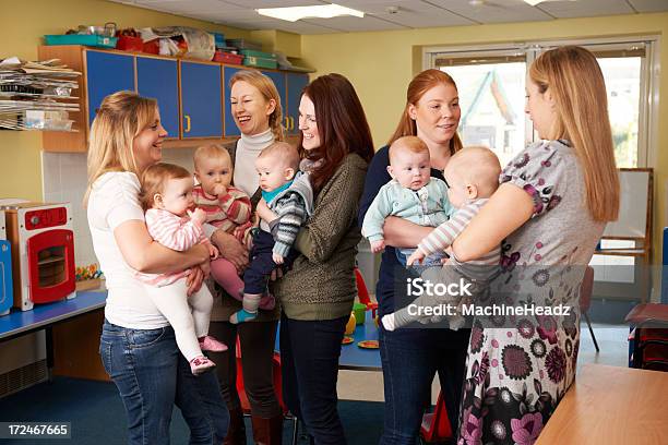 Group Of Mothers With Babies Meeting At Playgroup Stock Photo - Download Image Now - Group Of People, Mother, Baby - Human Age
