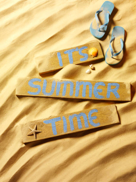istock Summer Time Sign with Flip Flops in the Sand 172467883