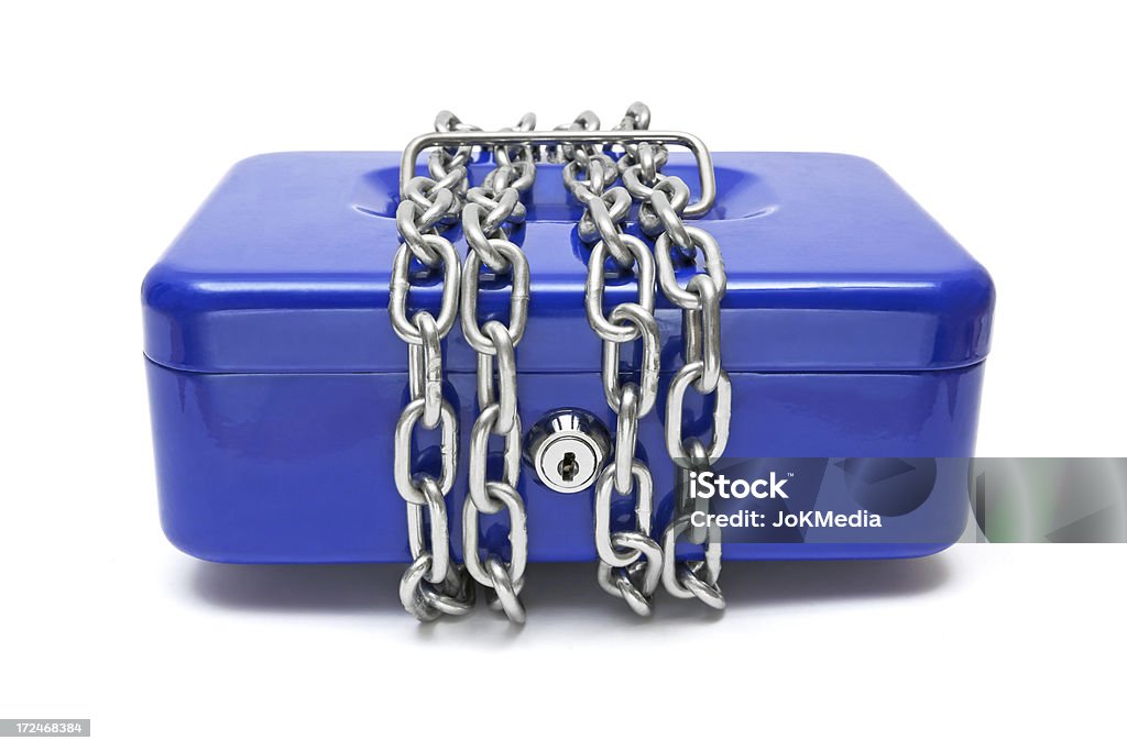 Azul caixa de dinheiro e cadeia - Royalty-free Caixa de Dinheiro - Equipamento de Comércio Foto de stock