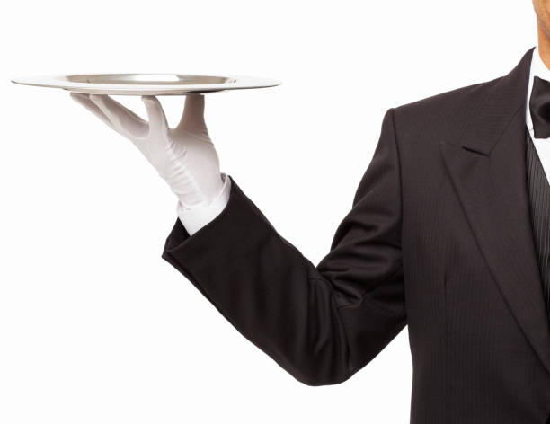 istock Butler Holding An Empty Serving Tray - Isolated 172468957