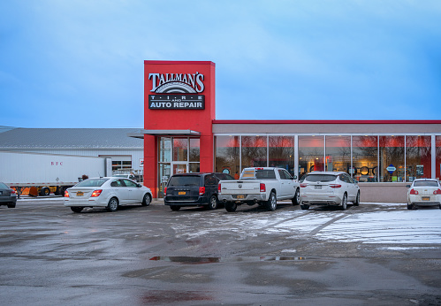 Yorkville, New York - Jan 8, 2020: Close-up View of Tallman's Tire and Auto Repair. It's a Thriving Family Business with Six Locations Distributed Along Oneida County.