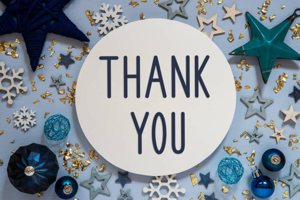istock Text Thank You, Blue Christmas Decoration, Flatlay 1724696154