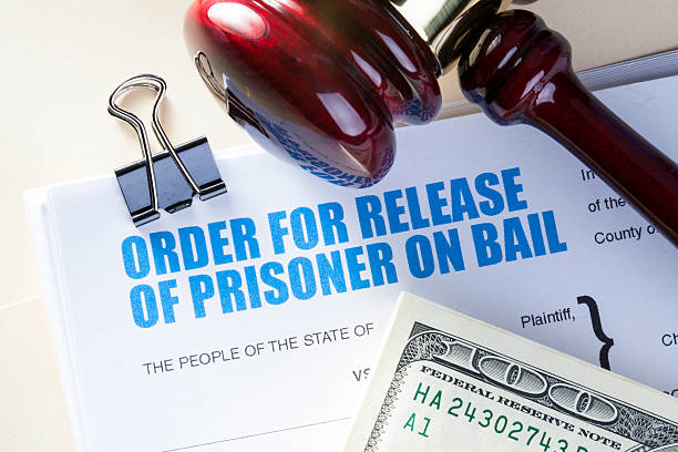 Bail Bond Document for release of prisoner, Bail Bond release notes stock pictures, royalty-free photos & images