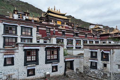 The Tashilhunpo Monastery and its golden roof in Shigatse Tibet China
