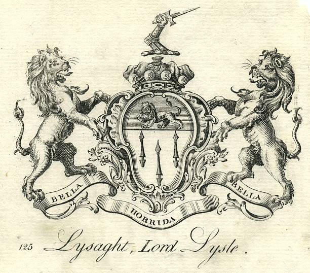 ilustrações, clipart, desenhos animados e ícones de brasão lysaght, lord lysle lisle, do século xviii - lisle