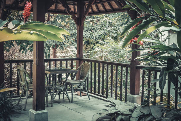 istock View from luxury hotel room on terrace with gazebo 1724703663