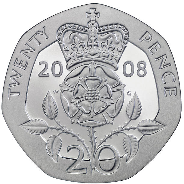 20 펜스 동전 - twenty pence coin 뉴스 사진 이미지