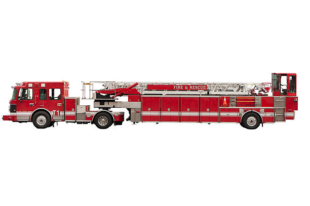 пожарная машина tiller лестница - quintuplet стоковые фото и изображения