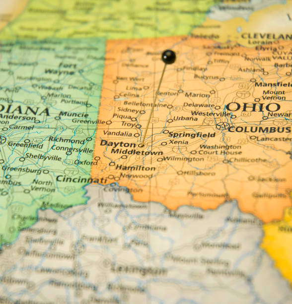 istock Map Of Dayton Ohio Macro With Travel Pin 172471248