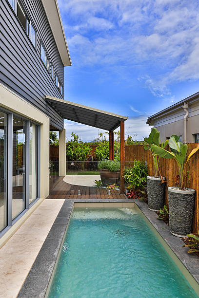istock Modern Home Exterior with Swimming Pool 172471457