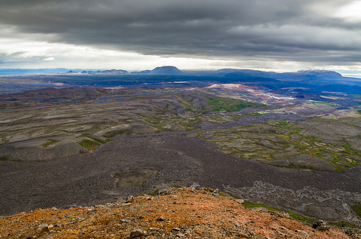 mountain range between lake myvatn and volcanic region krafla in northern iceland in autumn